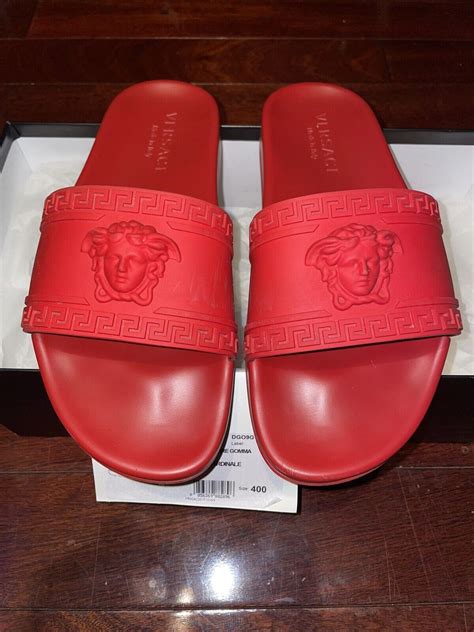 red versace slides cheap|versace palazzo sandals.